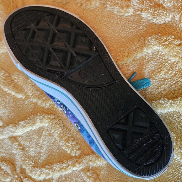 Women's Blue & Purple Tropical Skull Converse Low Top Shoes Canvas Sneakers Sz 7 - Picture 8 of 11